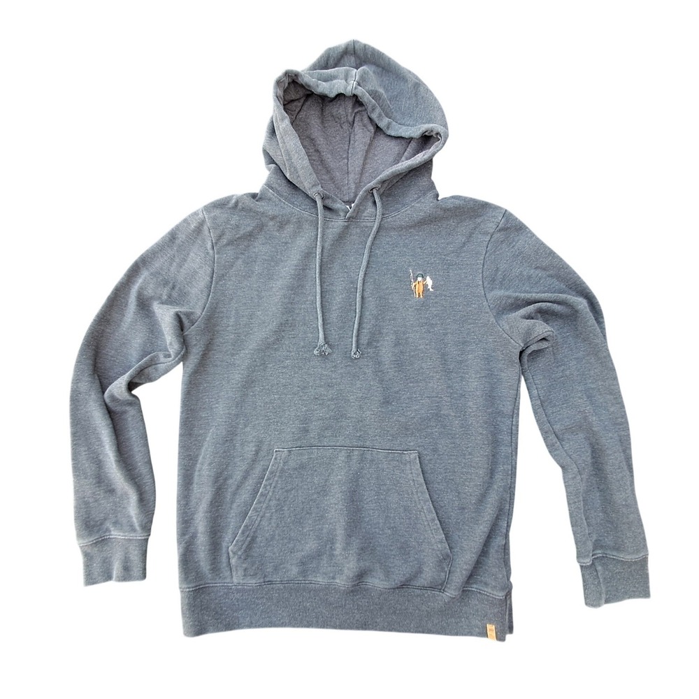 tentree Men's Fisherman Hoodie Gray Embroidered Organic Cotton Pullover Medium